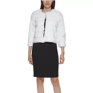 Calvin Klein Faux Fur Winter White Shrug, Cape Women's size S NEW